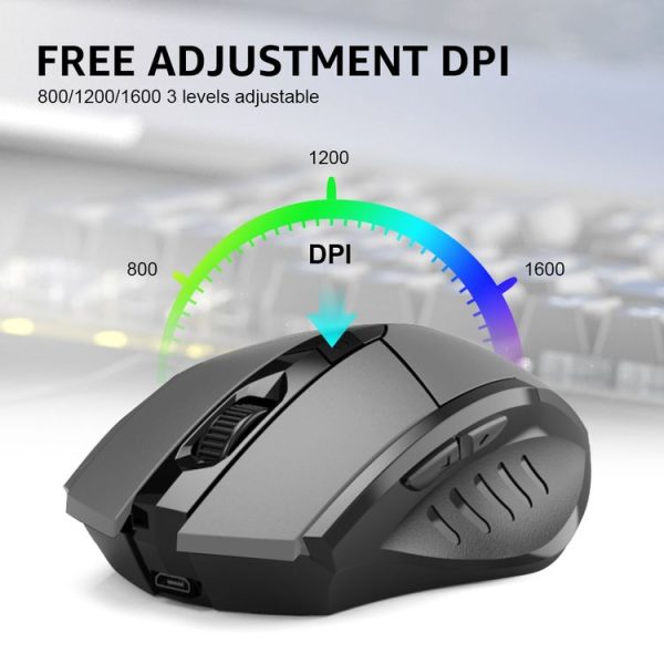Inphic A1 6 Keys 1000 / 1200 / 1600 DPI Home Gaming Wireless Mechanical Mouse, Colour: Gray Wireless+Bluetooth 4.0+Bluetooth 5.0 - Image 6
