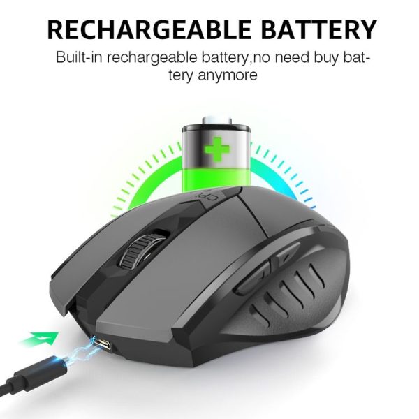 Inphic A1 6 Keys 1000 / 1200 / 1600 DPI Home Gaming Wireless Mechanical Mouse, Colour: Gray Wireless+Bluetooth 4.0+Bluetooth 5.0 - Image 8