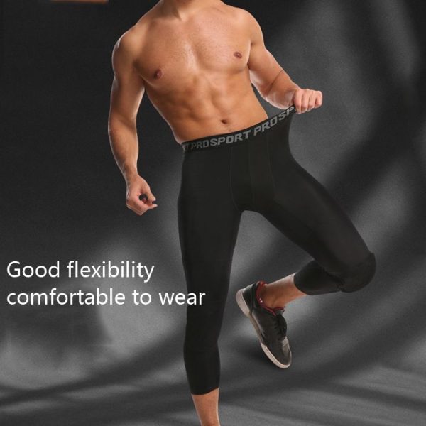 High Elastic Lycra Honeycomb Crash Pants Men Basketball Fitness Seven-tenths Sweatpants, Specification: S (Black) - Image 9