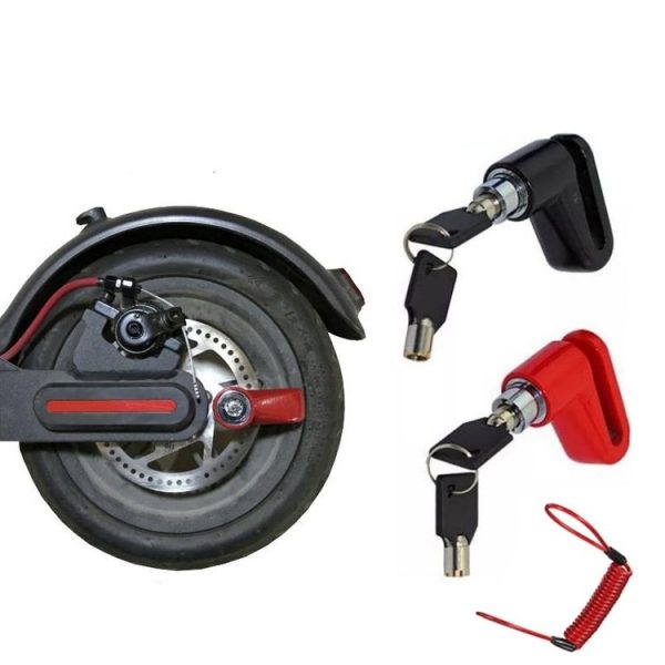 2 in 1 Electric Scooter Disc Brake Lock Multi-Function Reinforced Anti-Theft Lock Accessory for Xiaomi Mijia M365, Packing specification: Wire Rope (Red) - Image 3