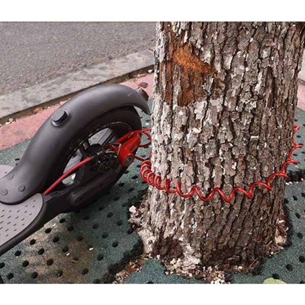 2 in 1 Electric Scooter Disc Brake Lock Multi-Function Reinforced Anti-Theft Lock Accessory for Xiaomi Mijia M365, Packing specification: Wire Rope (Red) - Image 6