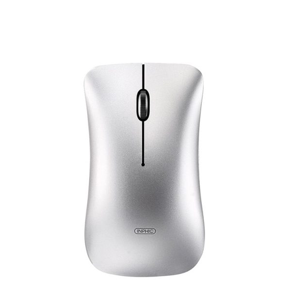Inphic PM9 2400 DPI 4 Keys Office Computer Four-Way Wheel Silent Charging Wireless Mouse (2.4G+Bluetooth 5.0+Bluetooth 4.0 Space Silver) - Image 2
