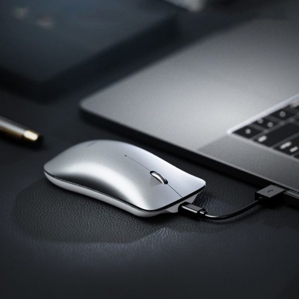 Inphic PM9 2400 DPI 4 Keys Office Computer Four-Way Wheel Silent Charging Wireless Mouse (2.4G+Bluetooth 5.0+Bluetooth 4.0 Space Silver) - Image 8