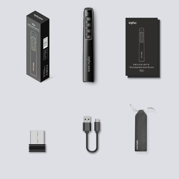 Inphic PL2 Wireless Pointer Laser Remote Control Pen Office PPT Flip Pen Multimedia Projection Red Laser Pen, Colour: Charging Clack - Image 2