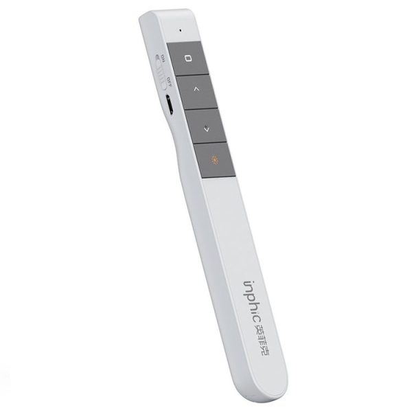 Inphic PL2 Wireless Pointer Laser Remote Control Pen Office PPT Flip Pen Multimedia Projection Red Laser Pen, Colour: Charging White
