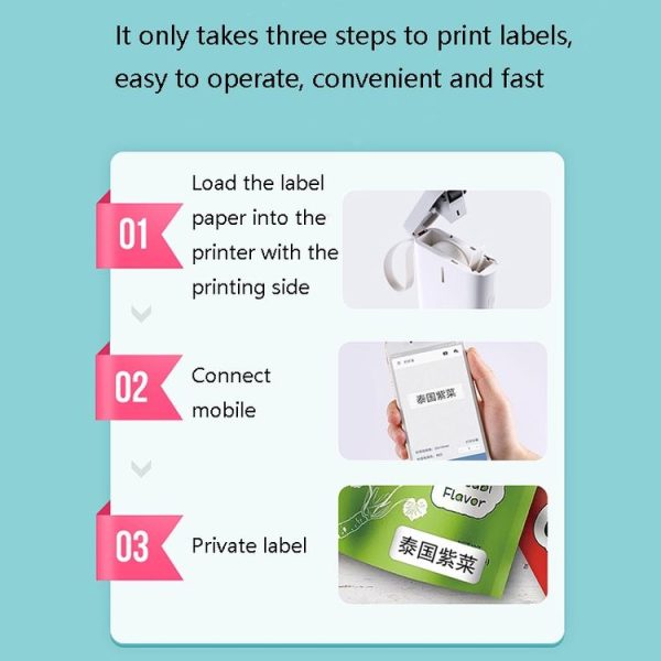 NIIMBOT D11 Thermal Label Printer Bluetooth Handheld Portable Sticker Mobile Phone Printer, Model: D11+1 Rolls Color Label - Image 6