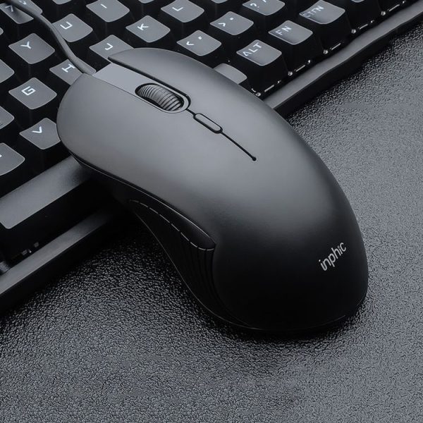 Inphic PB1 Business Office Mute Macro Definition Gaming Wired Mouse, Cable Length: 1.5m, Colour: Black Silen Business Version