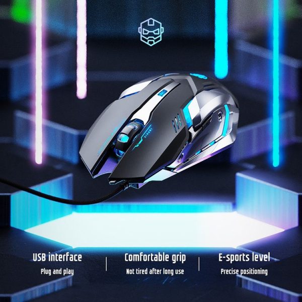 Inphic PB6 Household Macro Programming Metal Bottom Board Luminous Gaming Mouse, Cable Length: 1.5m, Colour: Black 6 Keys Gaming Silent Version - Image 10