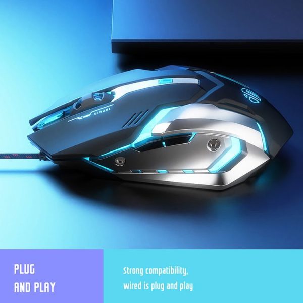Inphic PB6 Household Macro Programming Metal Bottom Board Luminous Gaming Mouse, Cable Length: 1.5m, Colour: Black 6 Keys Gaming Silent Version - Image 11