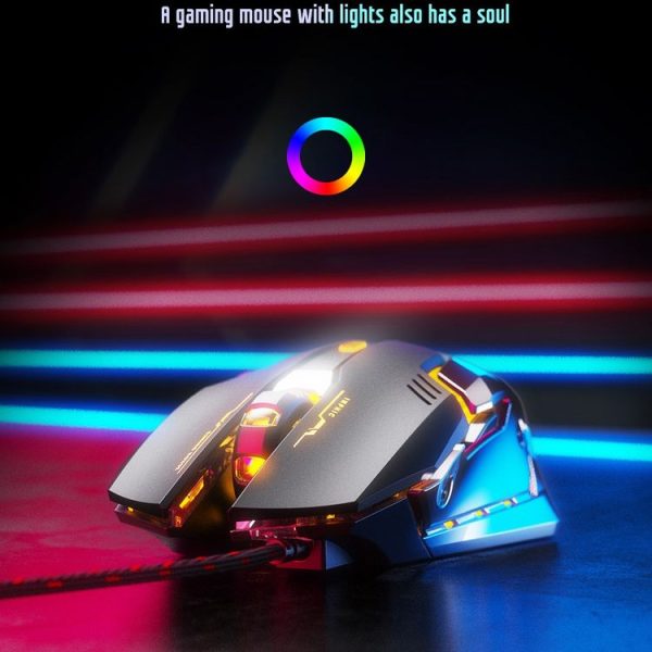 Inphic PB6 Household Macro Programming Metal Bottom Board Luminous Gaming Mouse, Cable Length: 1.5m, Colour: Black 6 Keys Gaming Silent Version - Image 12