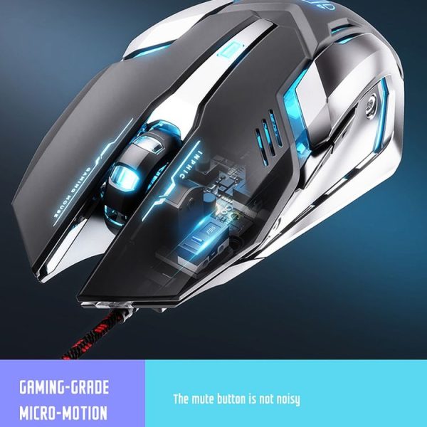 Inphic PB6 Household Macro Programming Metal Bottom Board Luminous Gaming Mouse, Cable Length: 1.5m, Colour: Black 6 Keys Gaming Silent Version - Image 13