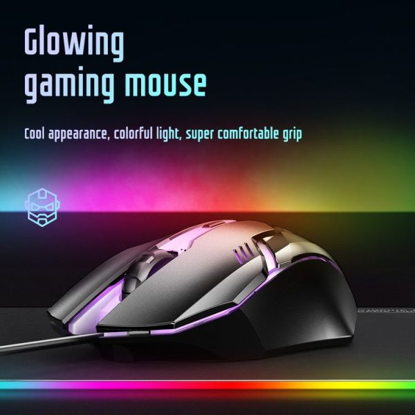 Inphic PB6 Household Macro Programming Metal Bottom Board Luminous Gaming Mouse, Cable Length: 1.5m, Colour: Black 6 Keys Gaming Silent Version - Image 7