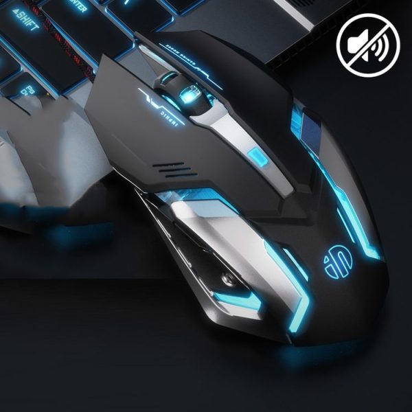 Inphic PB6 Household Macro Programming Metal Bottom Board Luminous Gaming Mouse, Cable Length: 1.5m, Colour: Black 6 Keys Metal Chassis - Image 2