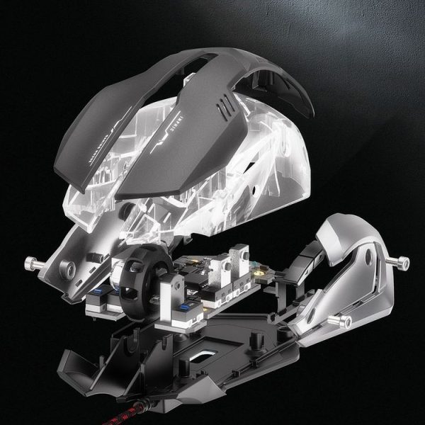 Inphic PB6 Household Macro Programming Metal Bottom Board Luminous Gaming Mouse, Cable Length: 1.5m, Colour: Black 6 Keys Metal Chassis - Image 3