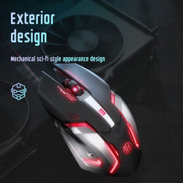 Inphic PB6 Household Macro Programming Metal Bottom Board Luminous Gaming Mouse, Cable Length: 1.5m, Colour: Black 6 Keys Metal Chassis - Image 9