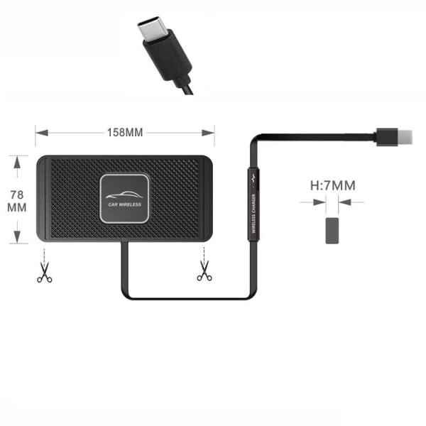 C1 15W TYPEC Interface Car Anti-slip Mat Wireless Charger (30cm) - Image 2