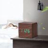 Multicolor Sounds Control Wooden Clock Modern Digital LED Desk Alarm Clock Thermometer Timer Wooden Red - Image 4