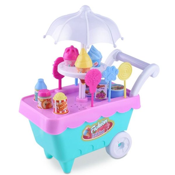 Simulation Candy Ice Cream Mini Detachable Trolley Child Cosplay Toy, Random Color Delivery