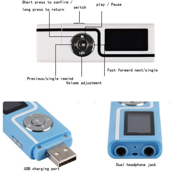 U Disk Plug-In Expansion Card Socke MP3 Player With Display (White) - Image 4