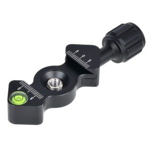 YJ25 Mini Fish Bone Style Aluminum-Magnesium Alloy Quick Release Clamp For Arca-Swiss, With Bubble Level And 3 / 8-Inch Screw Hole And 1 / 4-Inch Adapter Screw