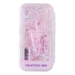 AIHAO Compass / Mechanical Pencil / Eraser / Pen Core / Ruler / Protractor Stationery Set Random Colour Delivery