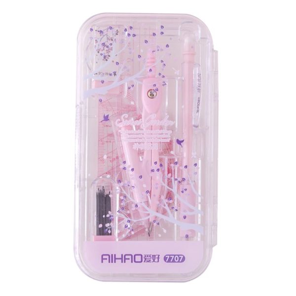 AIHAO Compass / Mechanical Pencil / Eraser / Pen Core / Ruler / Protractor Stationery Set Random Colour Delivery
