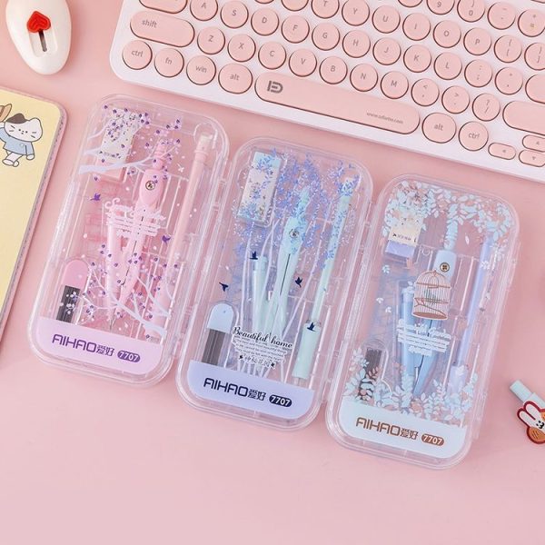 AIHAO Compass / Mechanical Pencil / Eraser / Pen Core / Ruler / Protractor Stationery Set Random Colour Delivery - Image 2