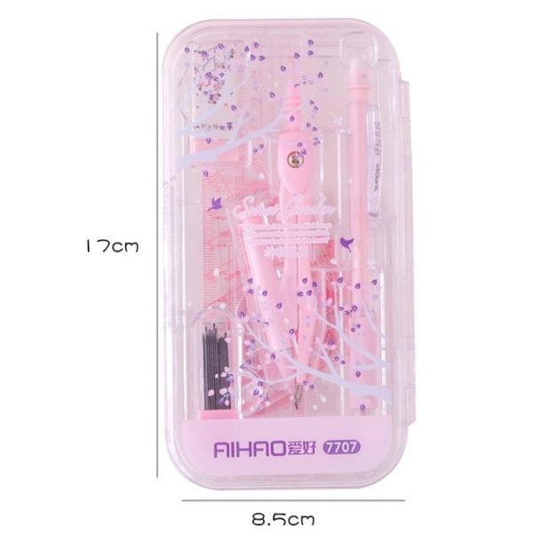 AIHAO Compass / Mechanical Pencil / Eraser / Pen Core / Ruler / Protractor Stationery Set Random Colour Delivery - Image 3