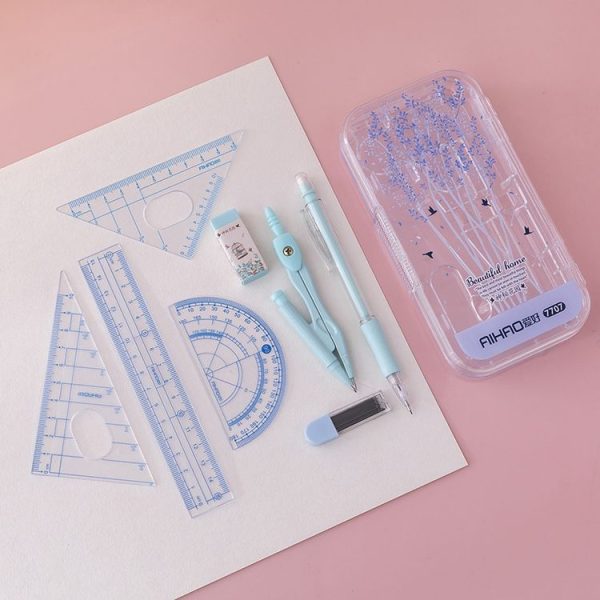 AIHAO Compass / Mechanical Pencil / Eraser / Pen Core / Ruler / Protractor Stationery Set Random Colour Delivery - Image 6