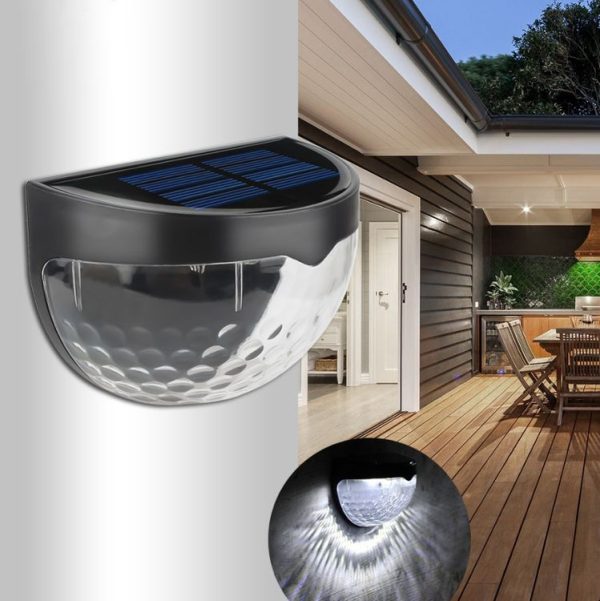2 PCS LED Solar Wall Light Outdoor Semicircular Fence Garden Lawn Light - Image 6