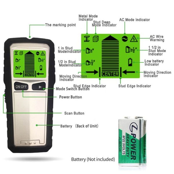 TH430 Wall Detector Digital Metal Detector Detection Stud Wood Wire Detector Silver Gray - Image 6