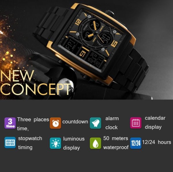 SKMEI 1274 Men Fashion Electronic Watch Multifunctional Outdoor Sports Watch (Blue) - Image 5