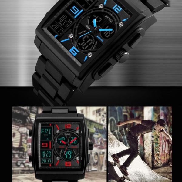 SKMEI 1274 Men Fashion Electronic Watch Multifunctional Outdoor Sports Watch (Blue) - Image 6