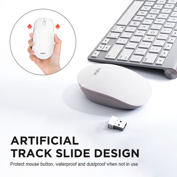 Inphic PX1 1600DPI 6 Keys Office Laptop Gaming Silent Wireless Charging Mouse (Pure White) - Image 11