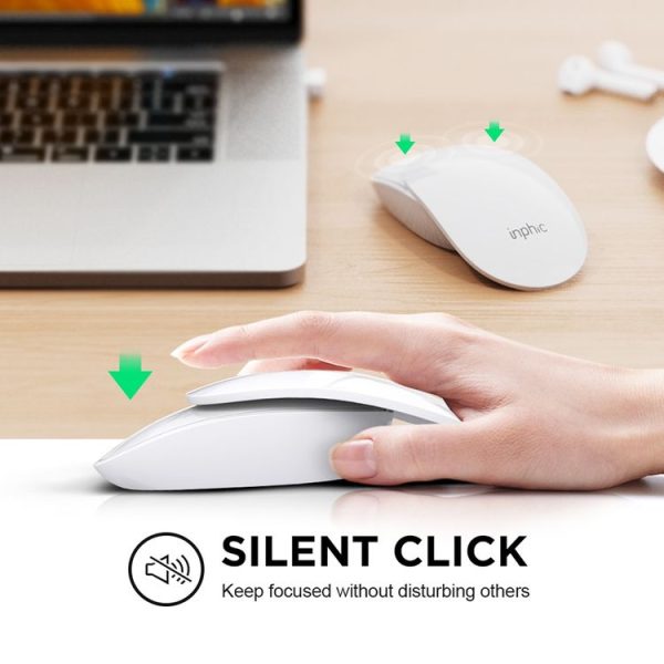 Inphic PX1 1600DPI 6 Keys Office Laptop Gaming Silent Wireless Charging Mouse (Pure White) - Image 12