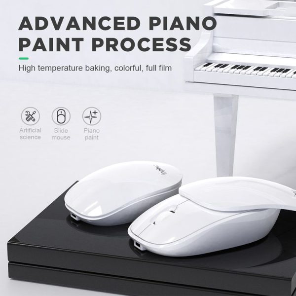 Inphic PX1 1600DPI 6 Keys Office Laptop Gaming Silent Wireless Charging Mouse (Pure White) - Image 5