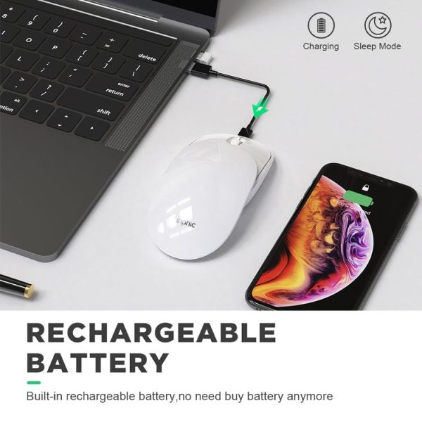 Inphic PX1 1600DPI 6 Keys Office Laptop Gaming Silent Wireless Charging Mouse (Pure White) - Image 6