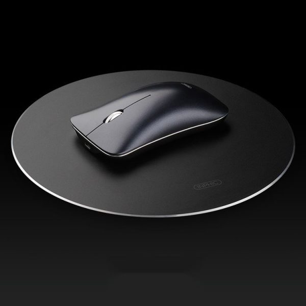 Inphic PD22 Aluminum Alloy Mouse Pad Round Hard Table Mat, Size: 20x20cm (Classic Black)