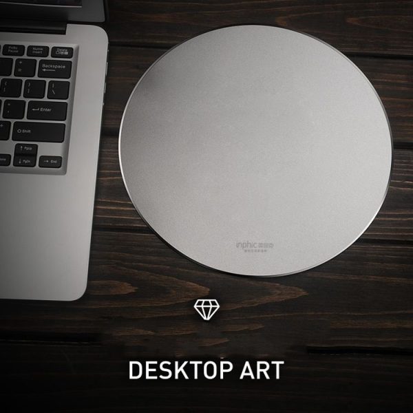 Inphic PD22 Aluminum Alloy Mouse Pad Round Hard Table Mat, Size: 20x20cm (Classic Black) - Image 3