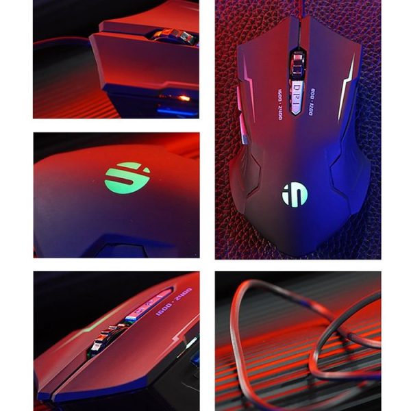 Inphic W101 1200 / 1600 / 2400 / 8000DPI 6 Keys Office Business Mute Internet Cafe Home Desktop Computer Wired Game Mechanical Mouse, Cable Length: 1m - Image 3