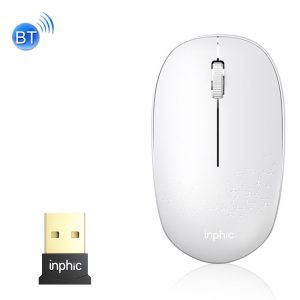 Inphic E5B 4000DPI 4 Keys Office Silent Wireless Mini Bluetooth Mouse, Colour: White + Adapter