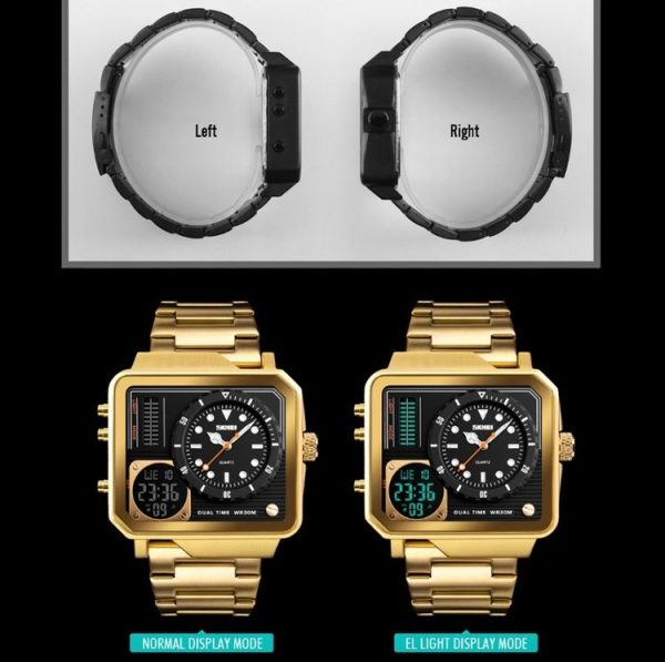 SKMEI 1392 Multi-Function Outdoor Sports Watch Business Double Display Waterproof Electronic Watch (Silver) - Image 3