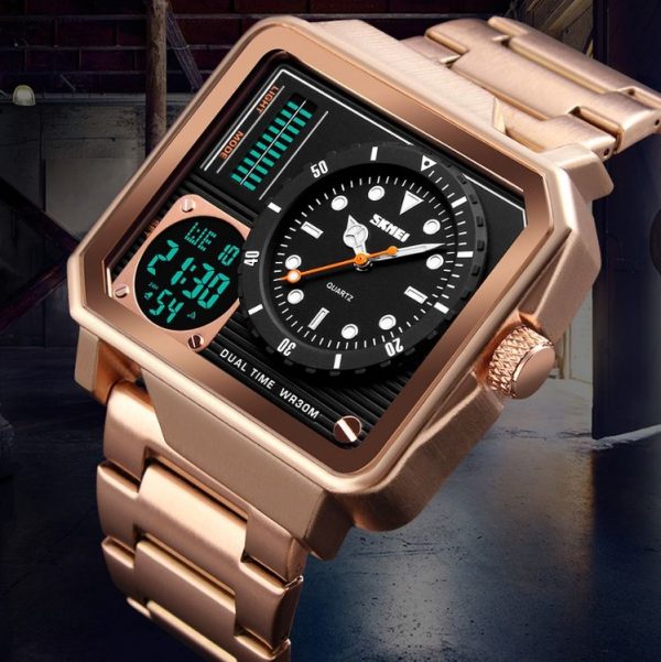 SKMEI 1392 Multi-Function Outdoor Sports Watch Business Double Display Waterproof Electronic Watch (Silver) - Image 4