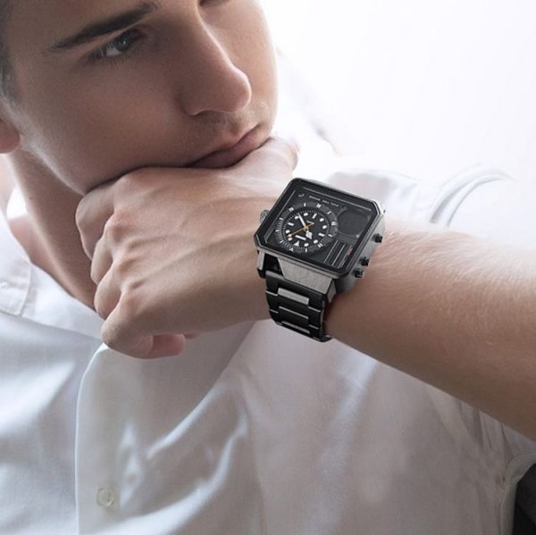 SKMEI 1392 Multi-Function Outdoor Sports Watch Business Double Display Waterproof Electronic Watch (Silver) - Image 8