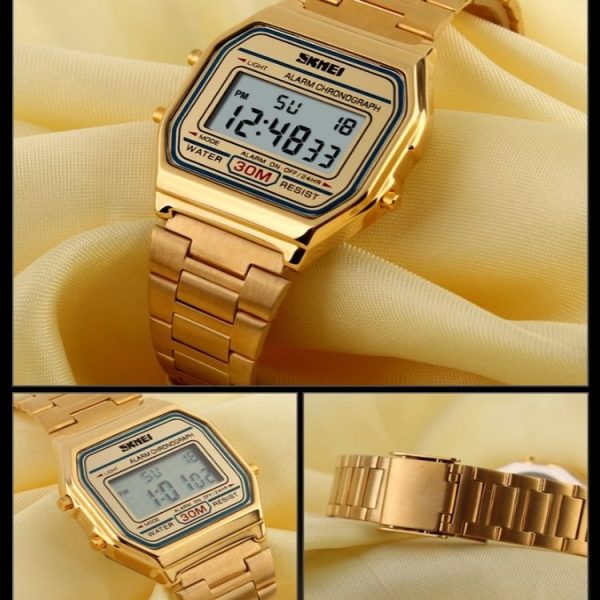 SKMEI 1123 Men Business Lightweight Watch Waterproof Steel Band Electronic Watch - Image 3