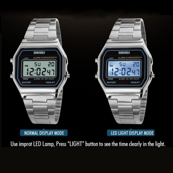 SKMEI 1123 Men Business Lightweight Watch Waterproof Steel Band Electronic Watch - Image 5