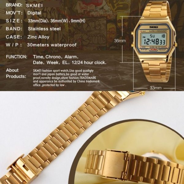 SKMEI 1123 Men Business Lightweight Watch Waterproof Steel Band Electronic Watch - Image 9