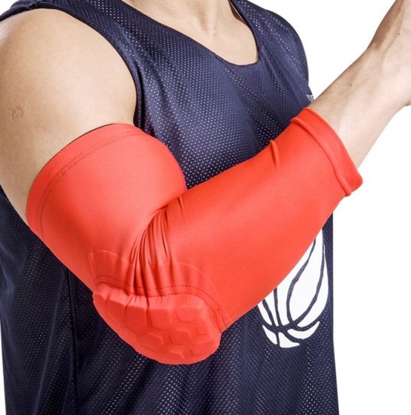 2 PCS Basketball Honeycomb Anti-Collision Elbow Pads Thin Lengthened Arm Guards Outdoor Sports Protective Gear Equipment, Size: M (Red)