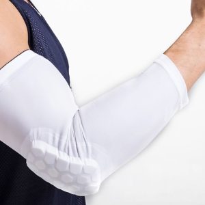 2 PCS Basketball Honeycomb Anti-Collision Elbow Pads Thin Lengthened Arm Guards Outdoor Sports Protective Gear Equipment, Size: M (White)
