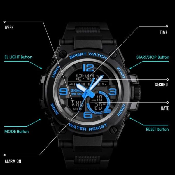 SKMEI 1452 Outdoor Sports Electronic Watch Multifunctional Waterproof Watch (Black) - Image 4